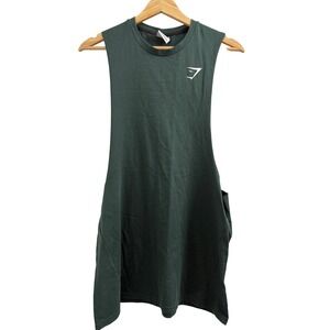 Gymshark Mens Critical Drop Arm Tank Top Green Sleeveless Muscle Gym Shirt S